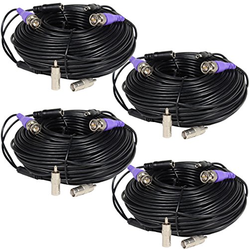 VideoSecu 4 Pack 150ft Pre-Made All-in-One Video Power CCTV Security Camera Cables Extension Wire Cord with BNC RCA Connectors for 960H HD-CVI HD-TVI AHD Surveillance Camera DVR System CBHD1504 B8O