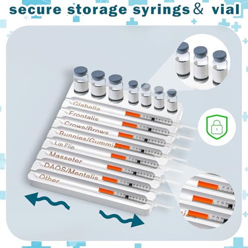 Image of Geelin 1 Pcs Aesthetic Practitioner Syringe Tray with 8 Slots Label Bamboo Vial Holder Syringe Preparation Tray, 2-in-1 Combination Medical Supply Storage for Aestheticians, Nurses (Elegant,White)