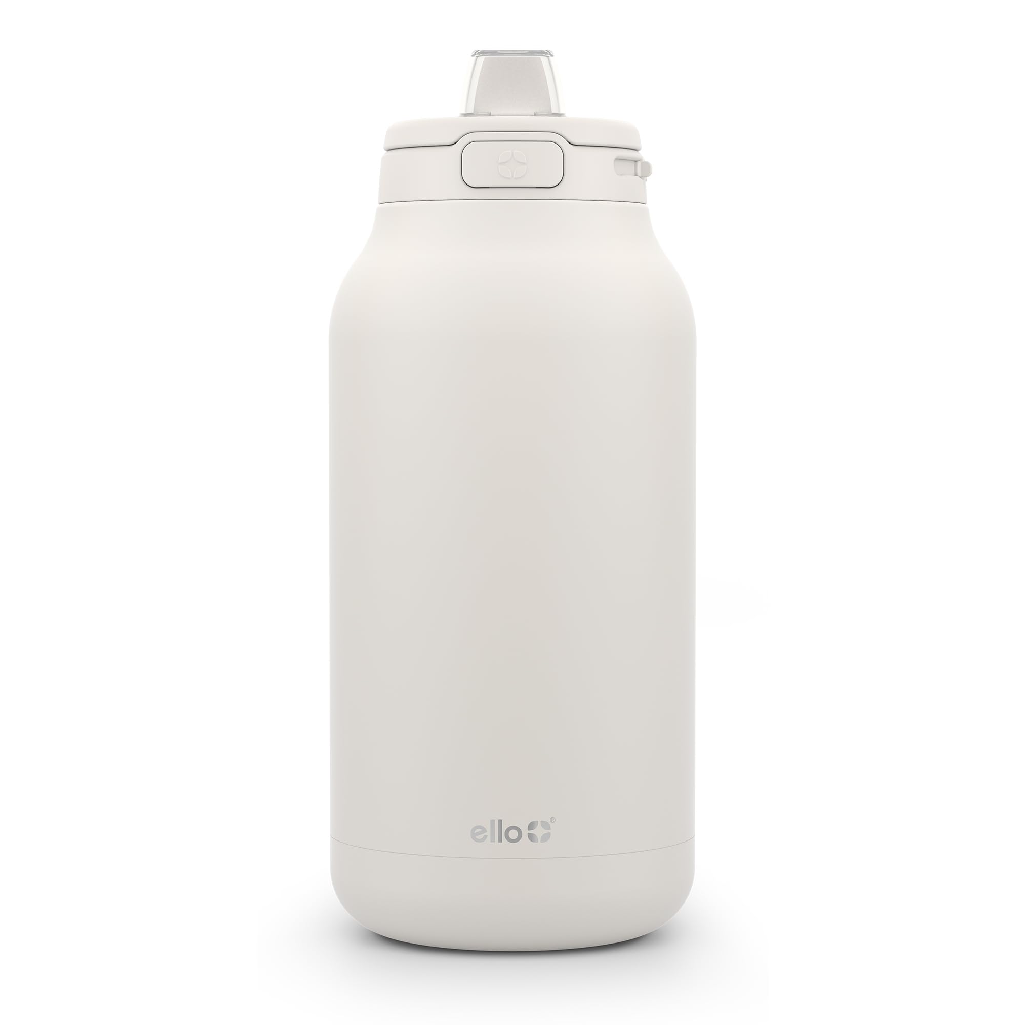 Ello Hydra 64oz Half Gallon Vacuum Insulated Stainless Steel Jug with Locking, Leak-Proof Lid and Soft Silicone Straw, Metal Reusable Water Bottle, Keeps Cold All Day, Cream