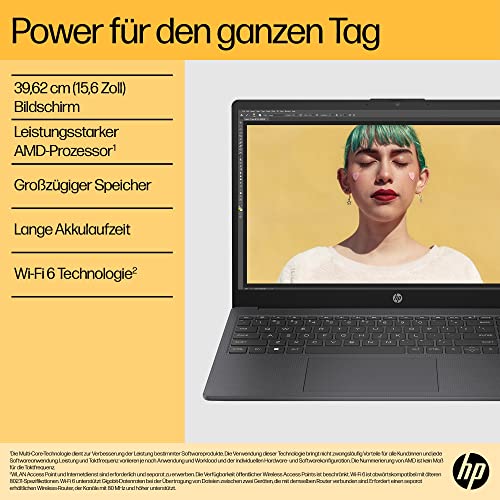 HP Laptop | 15,6" FHD Display | AMD Ryzen 3 7320U | 8 GB DDR4 RAM | 256 GB SSD | AMD Radeon-Grafik | Windows 11 Home | QWERTZ Tastatur | Schwarz – Bild 7