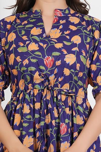 Image of Kuruti B Sheets Women's Cotton Floral Printed Regular Fit Anarkali Kurta for Women