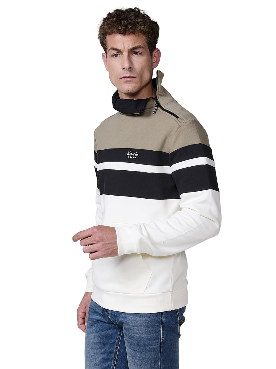 Koroshi Sudadera Hombre Cuello Alto Cremallera Rayas 2521SU14