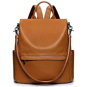 S-ZONE Women Genuine Leather Backpack Purse Anti-theft Travel Rucksack Convertible Shoulder Bag Medium