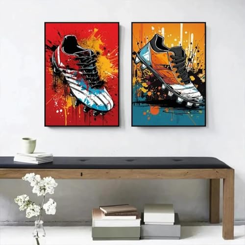 Peinture sur toile football graffiti affiche decorative sans cadre 60x90 cm