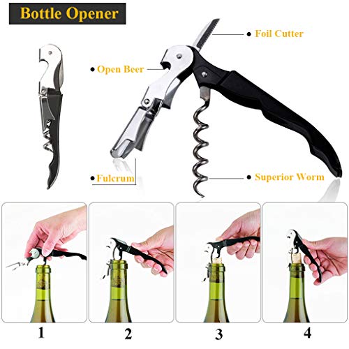 Wine Tools Wine Stoppers Pourer Wine saver 4 Wine Stoppers Wine Saver Vacuum Pump Stainless Steel 7pcs - Thumbnail 5