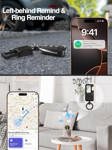 Image of Miroddi Keychain Tracker, Men's Key Chain Works with Find My(iOS Only), Heavy Duty Keychain Carabiner Bottle Opener, Car Key Chains with Finder, Anti-lost Keyrings Tracker, Rechargeable, Black