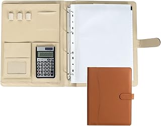 MYRDBT Porte Documents A4 Conférencier, Classeur à Pince Multifonction avec Fermeture éclair et Anneaux en Cuir PU A4, Bloc-Notes d