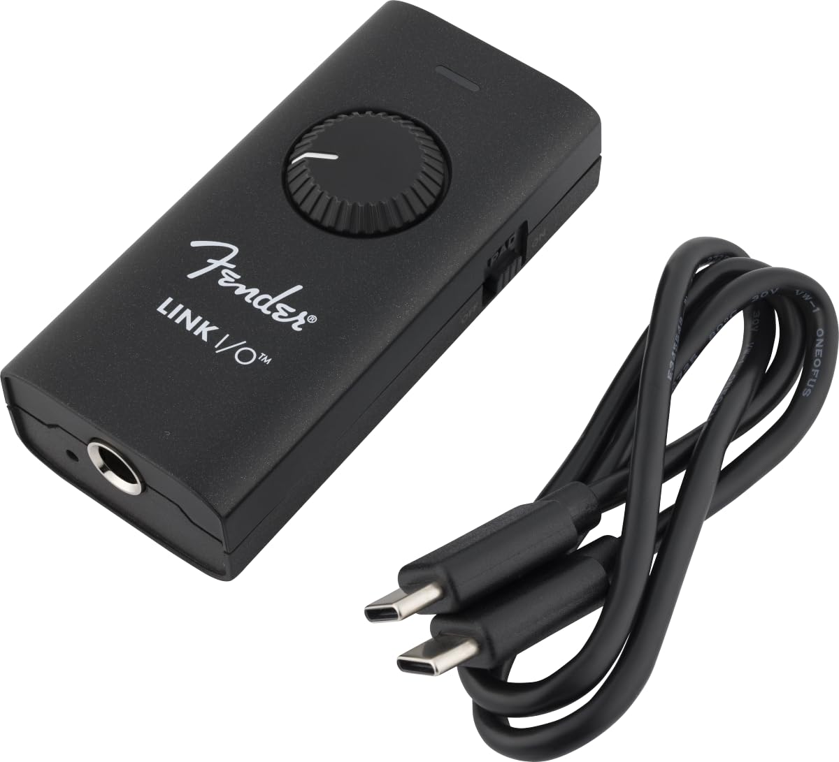 Interfaccia audio portatile USB-C Fender Link I/O, adatta per chitarra elettrica, tascabile, fornisce audio bidirezionale cristallino tramite connessione USB.