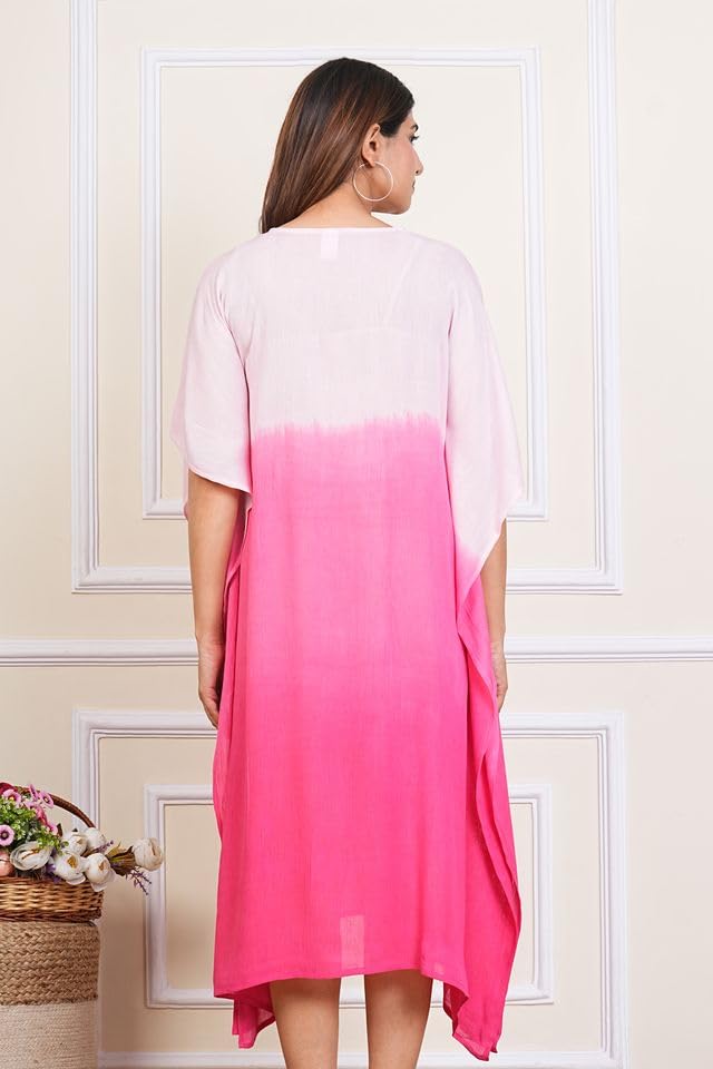 Image of Maaesa Women & Girls Mother Daughter Matching Kaftan Combo || Crepe Rayon Tie-Dyed Kaftan || Casual Wear || Family Twinning Outfit