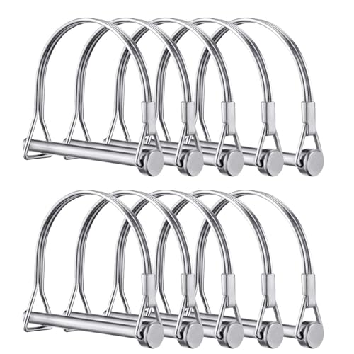 JIAYUYUARPY - JIAYUYUARPY 12pcs Wire Lock Pins, 1/4" Heavy Duty Safety Coupler Axle Lock Pin Hook Pto Pin Round Ring Wire Lock Trailer Pin for Farm Trailer Trolley Truck Lawn Garden Towing - -7%