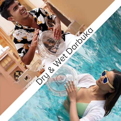Image of DAR Wambooka Touring Series Diamond Wet & Dry Darbuka | 8.75 inch Head & Unbreakable PC Body | Lightweight Drum for Deep Bass & Crisp Highs | Includes Padded Bag, Allen Key & Learning Course | Clear