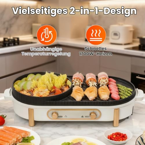 Elektrischer Hot Pot Mit Grill, 2 In 1-Elektrogrill-Hot Pot,Topfkocher – Bild 2