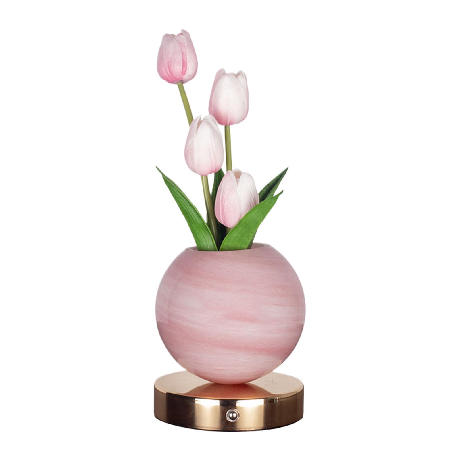 Luz Nocturna Flor Control Táctil Regulable Recargable Con 3 Colores Sin | Luz Nocturna LED Con Tulipanes Iluminados Para Salón, Dormitorio, Escritorio, Lectura Y Día De La Madre