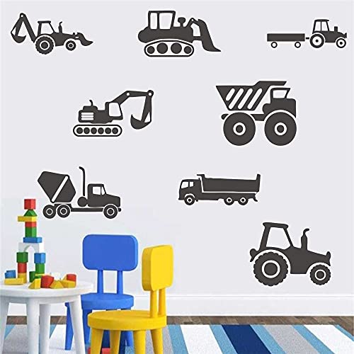 8 Vinilos Decorativos Infantiles Vehículos de Construcción Negro miniatura 5