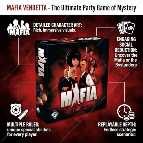 Image of Kids Mandi Mafia Vendetta Strategy Card Board Game | Ultimate Social Deduction Party Game for Adults, Teens & Kids | Fun Mystery Bluffing Game for Friends & Family (7-17 Players)