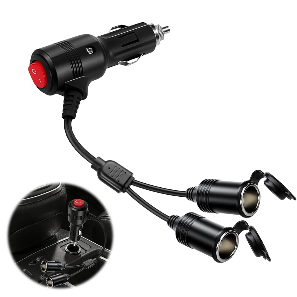 2-in-1 Car Cigarette Lighter Splitter with On/Off Switch, 12V-24V Power Adapter, Dual Socket Vehicle Charger for Cars, Trucks & SUVs-picture-40