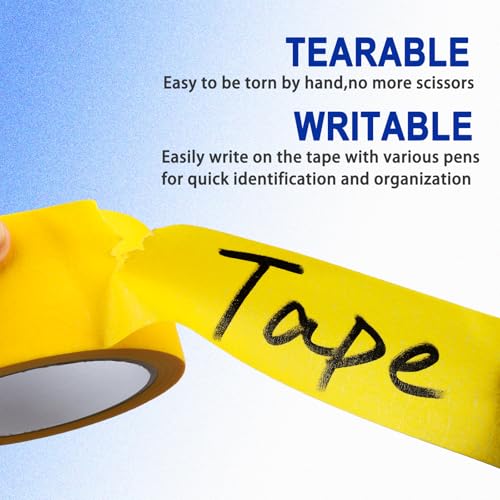Image of Yellow Painters Tape - Yellow Masking Tape 2 Inch Wide - Multi-Surface, Smart Adhesion, Indoor & Outdoor - Paint Tape for DIY, Labeling, Art, Car, General Purpose - 90FT Total