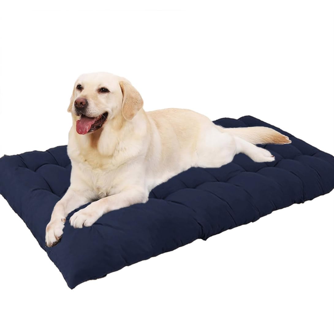 Lit pour chien en coton GGoty bleu marine grand format 150x60 cm