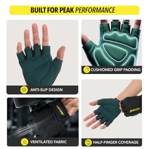 Image of Boldfit Gym Gloves for Men Workout Unisex Cushion Hand Gloves for Gym for Men for Cycling, Weightlifting, Workout Comfortable Fit Bike Riding, Cycling Handgloves
