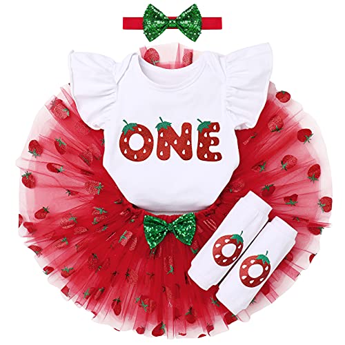 IBTOM CASTLE Baby Girls Pineapple/Strawberry/Avocado/Lemon Fruit Birthday Party Outfit Tutu Skirt Leggings 4pcs Clothes Set2