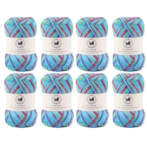 Image of Nestnhaven Acrowools Fleure Hand Knitting and Crochet Yarn. Pack of 1 Ball - 100gms. Shade no - NNHF (Multicolor21) | (800 Gm)