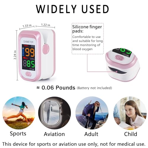 Pulse Oximeter Fingertip, Blood Oxygen Saturation Monitor with Large LED Display, Heart Rate Monitor for Adults, Fingertip Pulse Oximetr, with Lanyard (Rose Gold) - Image 6