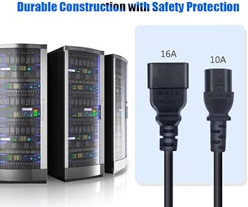 IEC C13 Female to C20 Male AC Converter 16A 250V High Current Cable for Computer/Workstation