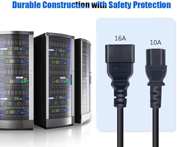 IEC C13 Female to C20 Male AC Converter 16A 250V High Current Cable for Computer/Workstation