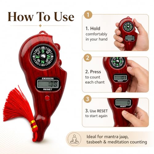Image of Digital Jaap Counter Ring with Display, Naam Jap Counter Machine for Mantra Counting, Mala Jaap Counter, NAM Jap Counter, Tasbeeh Counter Ring, 5 Digit Chanting Count Machine for Prayer & Meditation