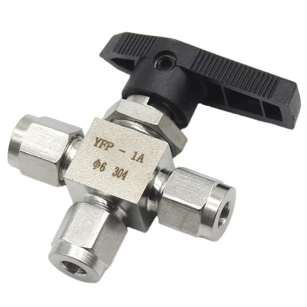 304 Stainless Steel 3 Way Tee T Ball Valve - Compression Fitting - High Pressure Resistance - 1pcs(1/4inch)