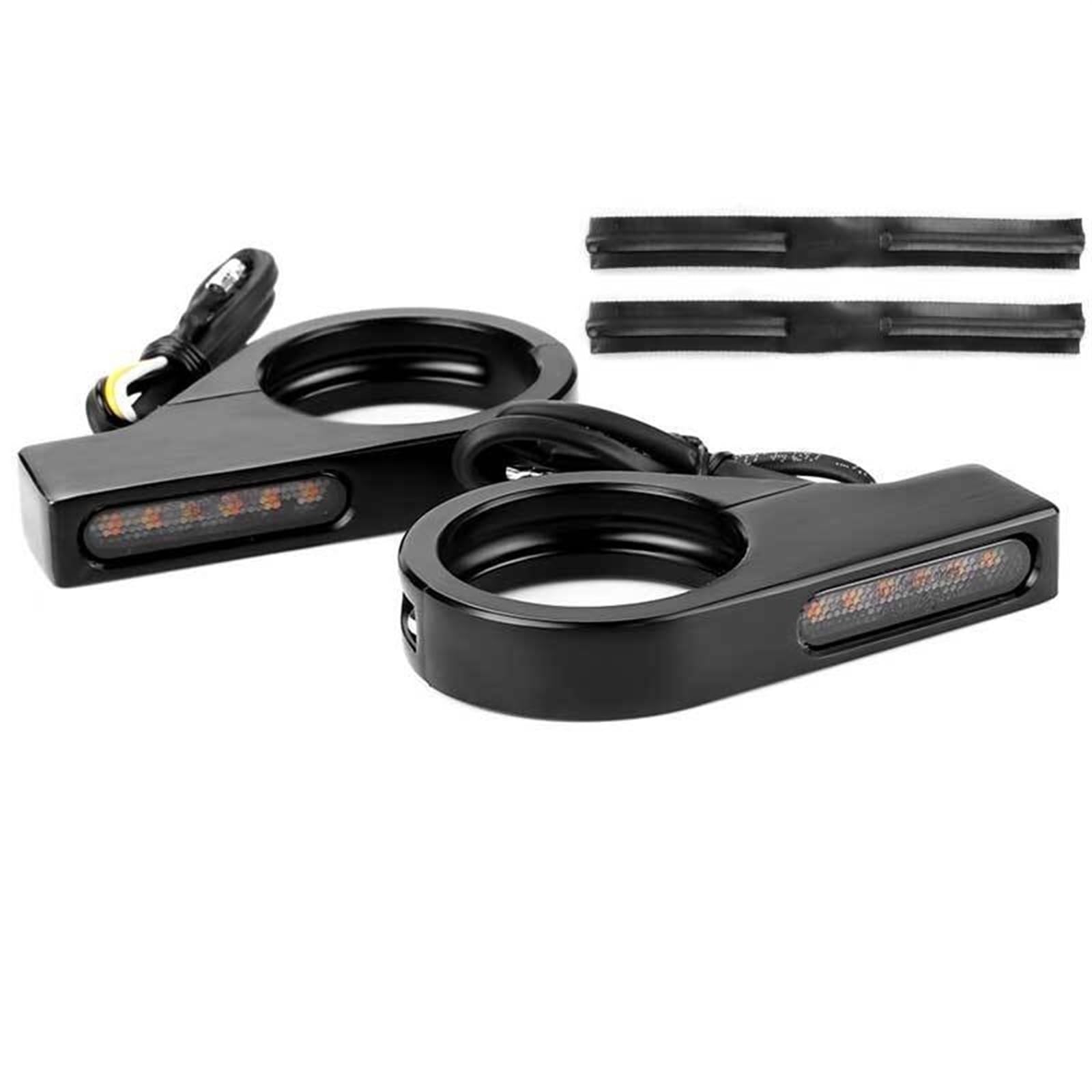 LOTFI Moto 39mm-41mm Fourche Tubes Avant LED Clignotant Ambre Clignotant Signal Lampe DRL Clignotant Fit for Suzuki Fit for Yamaha 12V