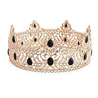 Herrenkronen aus Metall für Erwachsene und Herren, Geburtstag, Abschlussball, Heimkehr, Party, Krone für Cosplay, Hochzeit, Geburtstag, Heimkehr, Abschlussball, Party (Gold mit schwarzem Stein)