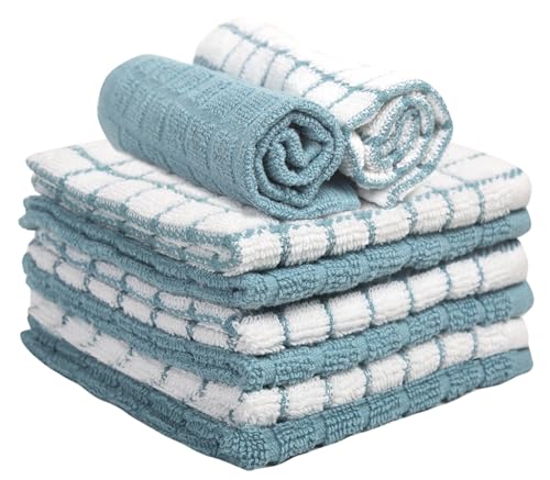 Image of Bumble Dish Cloths (6 Pack) | 12 inch x 12 inch | 100% Cotton Kitchen Towels | 405 GSM | Soft, Highly Absorbent & Durable Dish Towels for Kitchen | Aqua