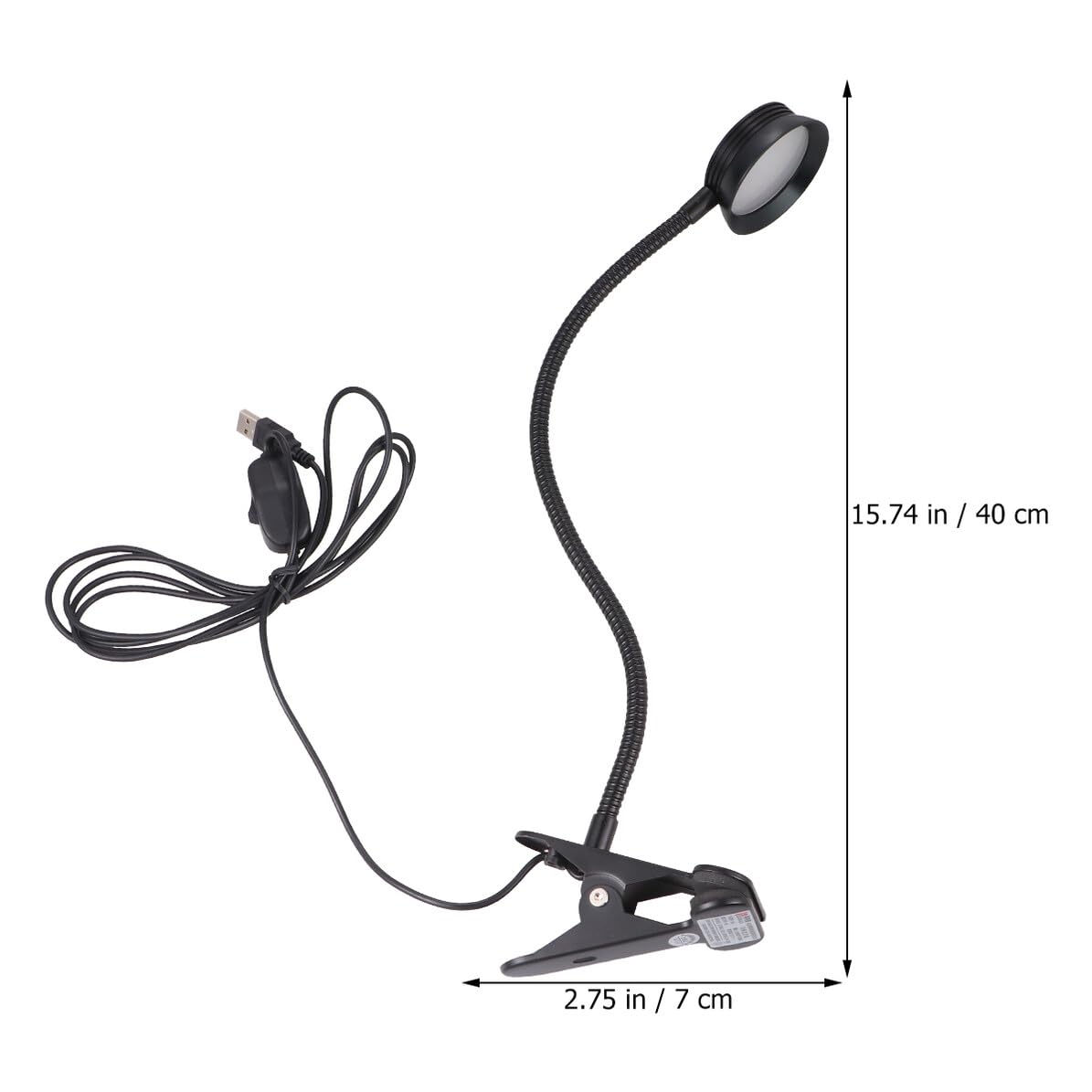 Lampada da Lettura a Clip LED 4w Collo Flessibile e USB | Morsetto Robusto Nero, Cavo USB Incluso, Posizionamento Regolabile per Lettura a Letto e Hobby