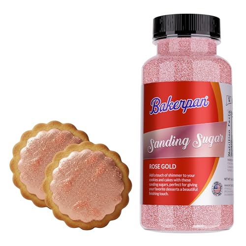 Bakerpan Rose Gold Sanding Sugar for Baking & Cookie Decorating -...