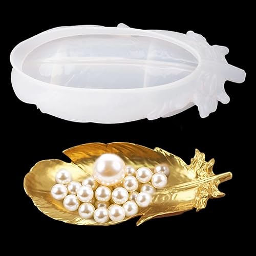 Miniatura 6 de FineInno Molde de silicona para bandeja, molde de fundición de plumas para resina epoxi, plato de bricolaje, soporte de joyería para decoración del