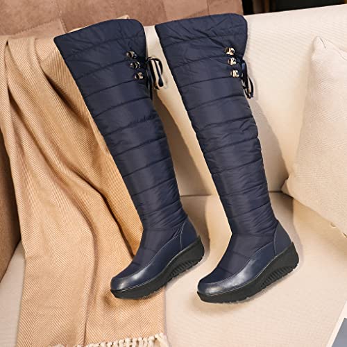 Women's Winter Over The Knee Thigh High Snow Boots Waterproof Rain Warm Fur Lined Wide Calf Snow Boot3
