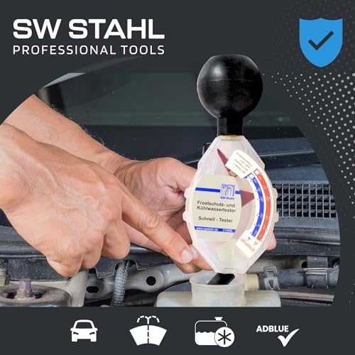 SW-Stahl 21505L Frostschutzprüfer KFZ I Frostschutztester I Kühlmittelprüfer I PKW-Kühlwasser Messung I Kühler Spindel Genauigkeit I Solar Flüssigkeitstest