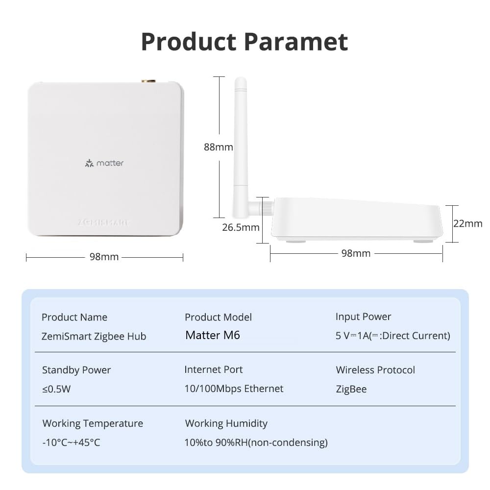 Matter M6 Zigbee Antena Hub Soporte Linkage Tuya Zigbee Senor To Matter APP como HomeKit Home App Siri Bridge Gateway Homepod Need (Matter Hub)