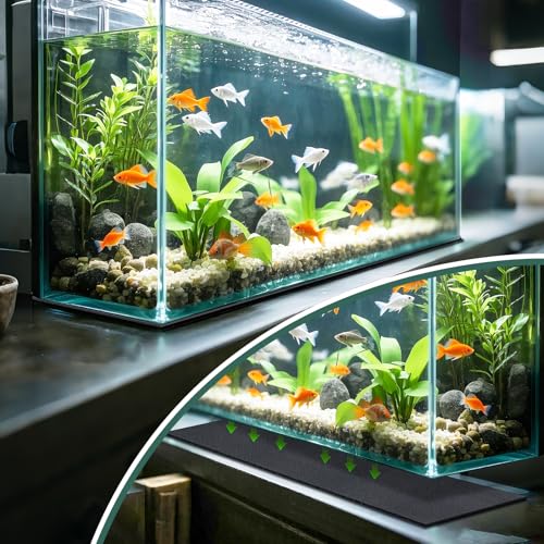 Image of Aquarium Leveling Mat 2PCS /Set Neoprene Non-Slip Shockproof Fish Tank Pad Waterproof Textured Surface for Uneven Surfaces Durable Fish Tank Mat with Easy-Cut Edges (No Glue, 11.8 x 11.8 Inch)