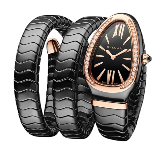 Tubogas Ladies Watch with Black Ceramic and Rose Gold - Diamond-Accented Bezel, Double Spiral Bracelet (B0DFWQT7XS) Amazon Price History, Amazon Price Tracker