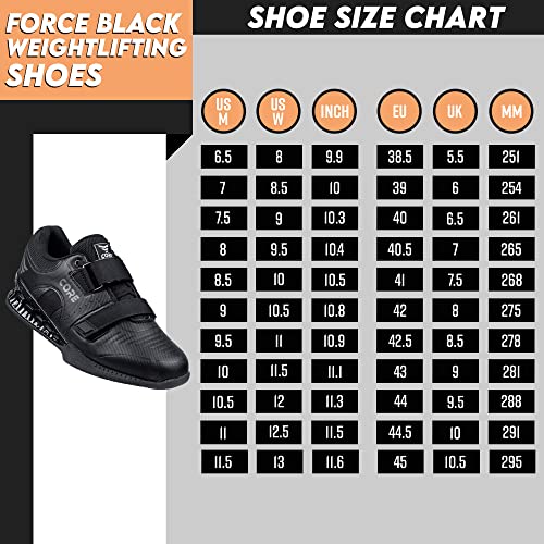 CORE Weightlifting Shoes Force Black - Squat Shoes for Men and Women – Weight Lifting Shoes for Powerlifting, Deadlifting & Crossfit – Non-Slip Olympic Lifting Shoes with Elevated 0.75 Inch Heels2