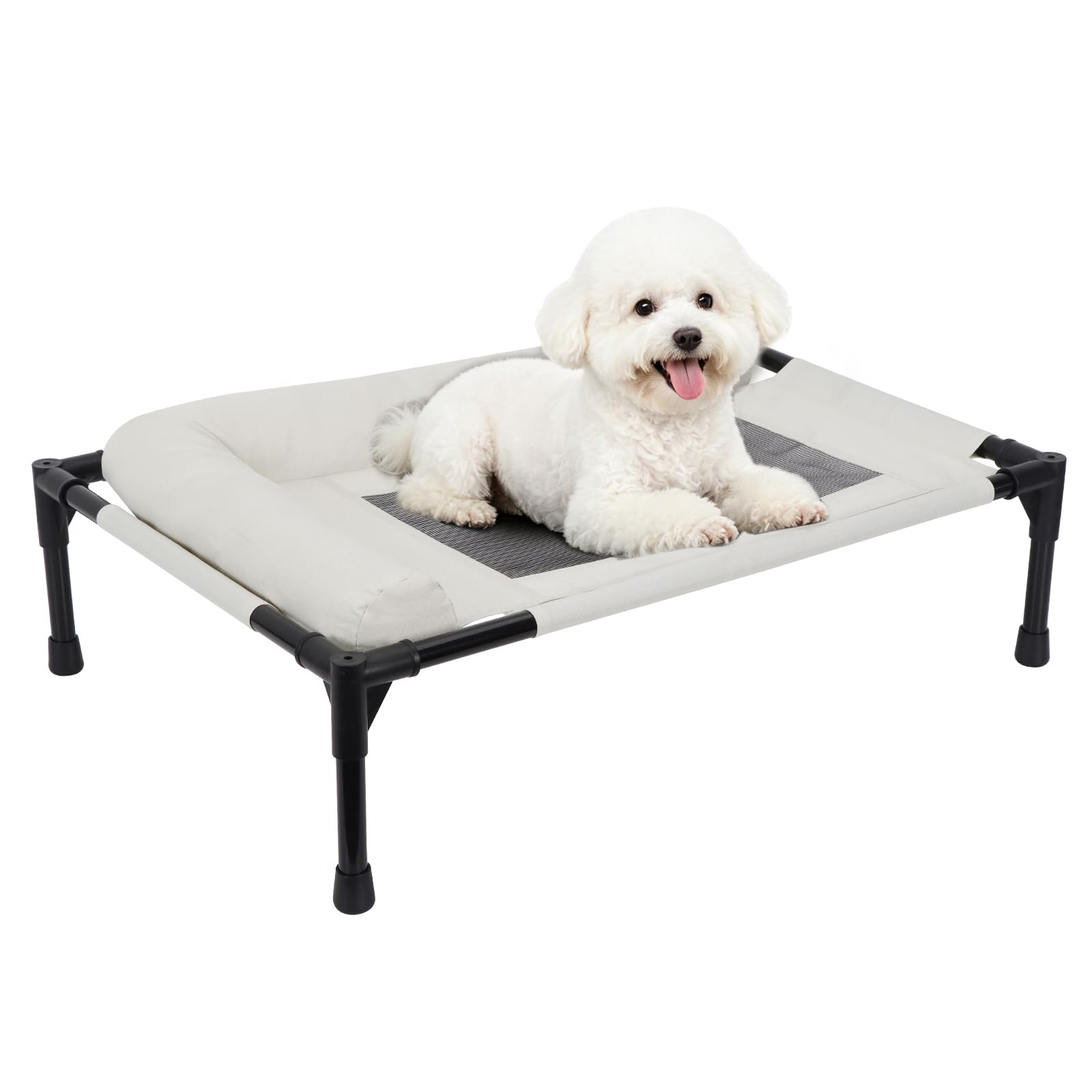 BVAGSS Elevated Cooling Pet Cot Bed for Dogs Cats, Breathable Mesh Raised Dog Bed Portable Indoor Outdoor Summer XH086 (Beige,S)