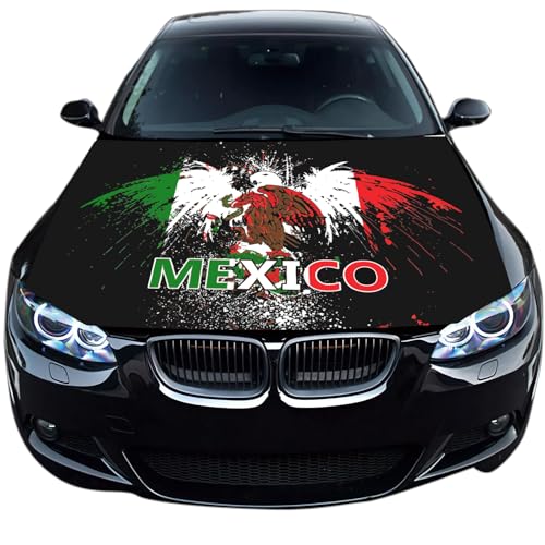 4X5Ft Mexico Flag Car Hood Cover Mexican Car Bonnet Banner Elastic Fabrics Windproof Patriotic Automotive Hood Covers