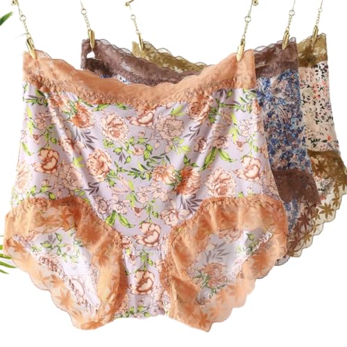 Lot de 3 culottes imprimées femmes taille haute dentelle
