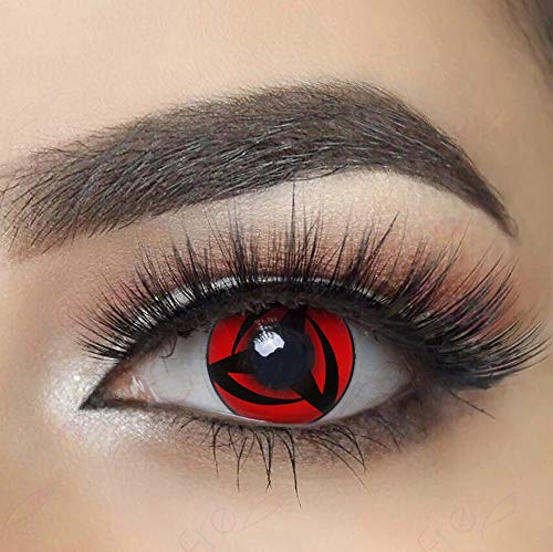 MYSA LENS® Lentilles De Contact De Couleur Fantaisie Crazy Lens Cosplay Halloween Yeux Rouge Naruto Sharingan Kakashi Etui Offert 12 Mois sans correction Cover