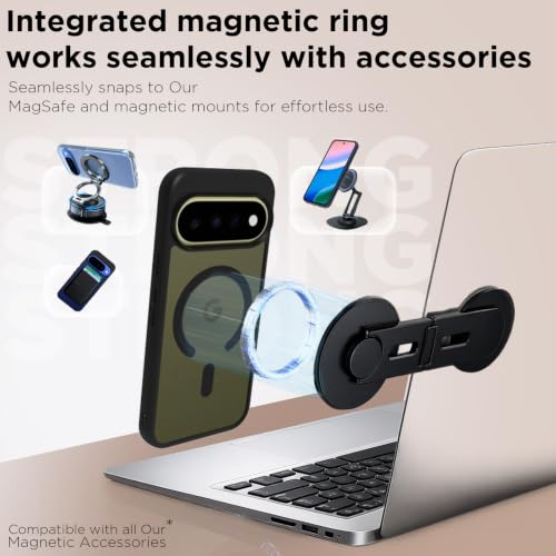 Image of RIGGEAR Shockproof Sleek Hybrid Armor Magnetic Back Cover Case Compatible with MagSafe Accessories for Google Pixel 11 / Pixel 11 Pro (Smoke Black Matte PC + Black TPU Bumper)