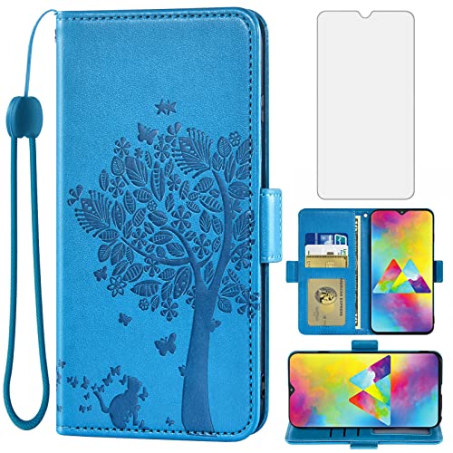 Asuwish Compatible with Samsung Galaxy M20 Wallet Case and Tempered Glass Screen Protector Flip Purse Accessories Wrist Strap Credit Card Holder Stand Cell Phone Cover for Gaxaly 20M Women Men Blue Asuwish Compatible with Samsung Galaxy M20 Wallet Case and Tempered Glass Screen Protector Flip Purse Accessories Wrist Strap Credit Card Holder Stand Cell Phone Cover for Gaxaly 20M Women Men Blue
