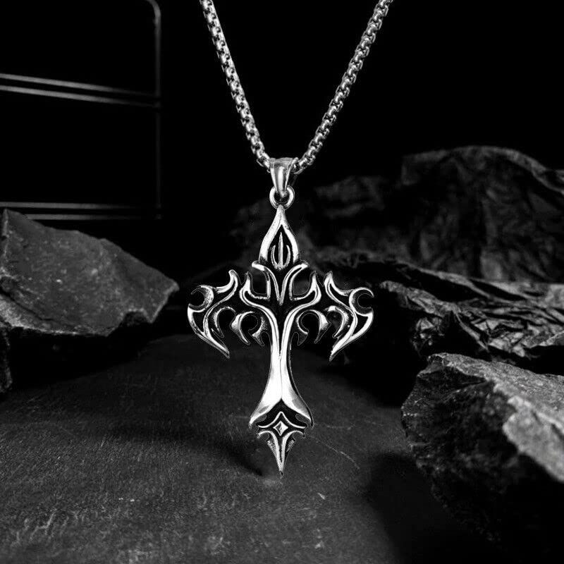 Mens Unisex Gothic Cross Pendant Necklace Punk Rock Biker Jewelry