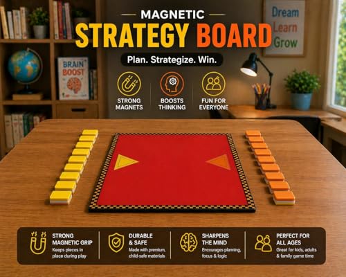 Image of Yellow Orange Magnet Game | Magnetic Strategy Board Game for Kids 6+ Teens & Adults | 2 Player Brain Logic Family Travel Game with 18 Dual-Color Magnetic Pieces & 8 Inch Board